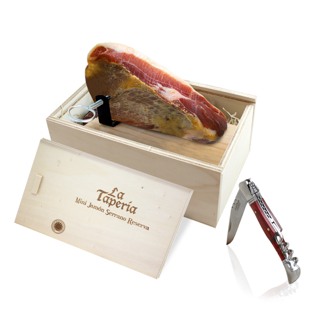 Хамон Серрано 950 гр, в коробке с ножом и подставкой