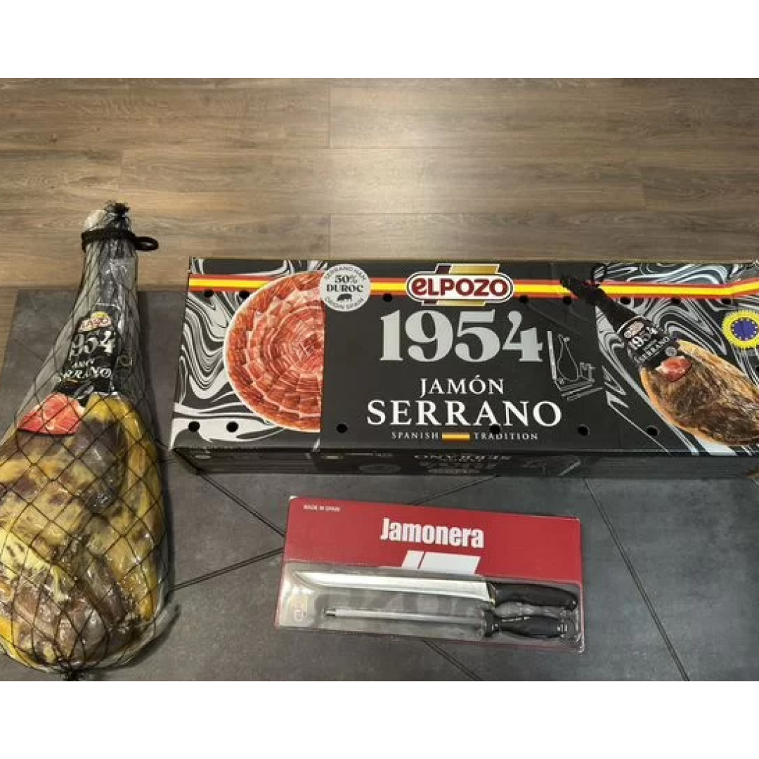 Хамон Серрано 7 кг, с хамонерой и ножом